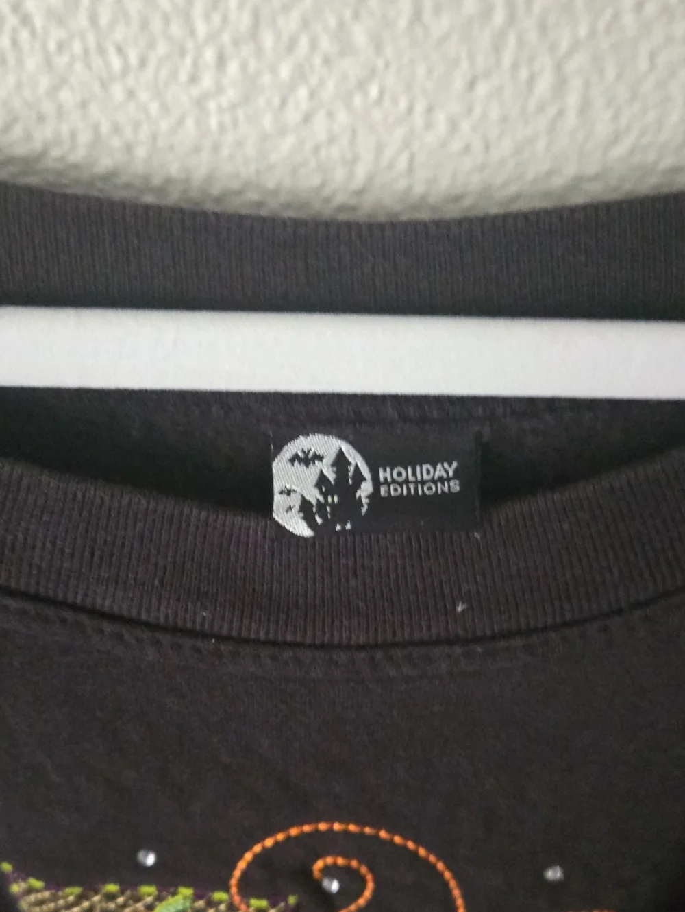 Holiday Editions Black Crewneck Sweatshirt with Orange Pumpkin Patch Graphic .
